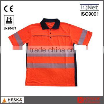 New design High visibility T-shirt eyebird knitted men polo shirt with 3M hivis reflective tape