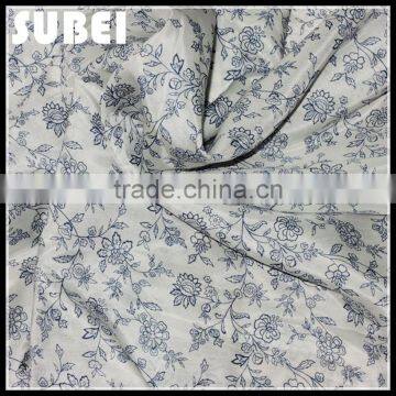 12MM Wholesale Wide Silk Cotton Fabric,printed Small Blue Flower Mulberry Silk Cotton Blend Fabrics photo-3