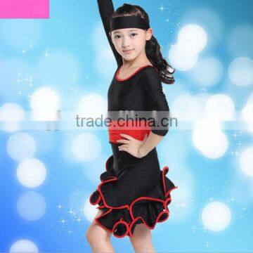 New Kid RED/Black Party Latin Salsa Dancwear Dress Girls Leotard Dancing Costume photo-2