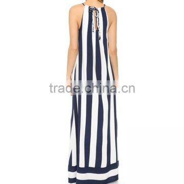 Sleeveless Stripe Long Chiffon Dress Guangzhou Clothing Manufacture With Good Quanlity photo-3