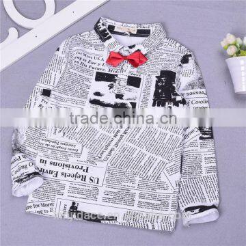 2017 fashion-leading kids clothes newspaper design french script fabric children polo t shirt