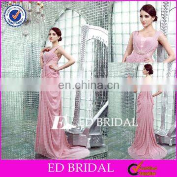 CE203 New Arrival Floor Length Backless Pink Chiffon Evening Dress For Fat Women