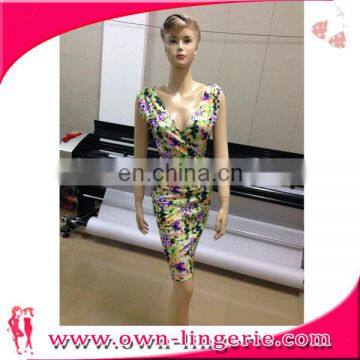 Dresses 2017 Summer Sexy V-neckline dress cheap wholesale woman sleeveless colorful midi dress