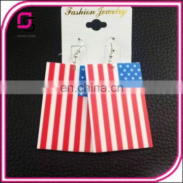 2017 fashion design sexaggerated patriotic American flag Acrylic earrings for ladies