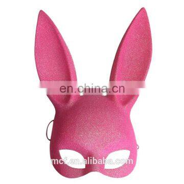 wholesale party sexy pink bunny mask with bright powder masquerade plastic mask for women NCH-2457