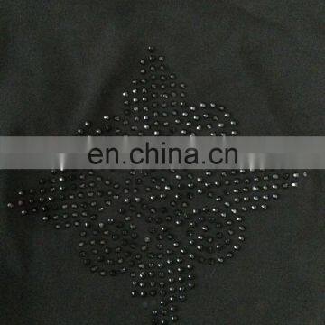 Black Colour Lycra Burkha With Printed Satin & Black Stone Work / Latest Printed Burkha Collection 2016 photo-5