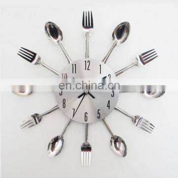 Wholesale Creative Wall Clock,Drop Shipping Quartz Clock,Stainless Steel Knife and Fork Design,For Indoor Decoration