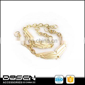 Gold Metal Chain for Handbags Custom Made Metal Plate Brand Label Decorations Engraved Logo Chain for Clothing Bag Hat Bracelet