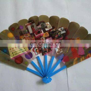 Made in China Advertising Print pp plastic seven foldable hand fan for Promotional