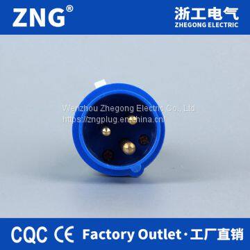 3P 230V 32A Industrial Plug IP44 Splashproof, 6h grounding 32A 2P+E Industrial Power Plug