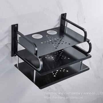 Black Medium Three-layer Aluminum STB Rack Router Wall Mounted Telephone TV STB Rack photo-2