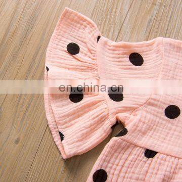 Baby Girl Plain Color Flare Sleeve Cute Pattern Romper Jumpsuit Factory Wholesale Price Boutique Girls Romper photo-5