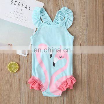 New arrival design girls beautiful flamingo pattern swimwear kids swimsuit