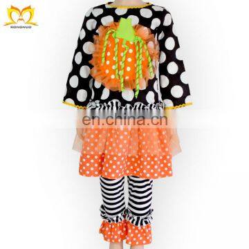 Baby Black White Dots Pumpkin Outfit Halloween Costumes For Kids Boutique Girl Clothing photo-3