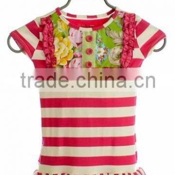 Latest design little girls top red strip baby girls new style top design fancy top