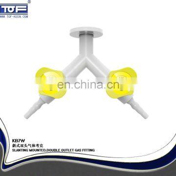 Slanting Mounted Double Way Lab Gas Valve, Gas Fittings, Gas Faucet With Pressure Gauge photo-2