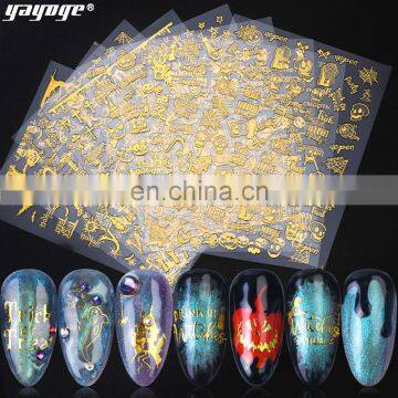 Halloween 3D nail art sticker self-adhesive nail decal stickers for UV poy gel polish in stock