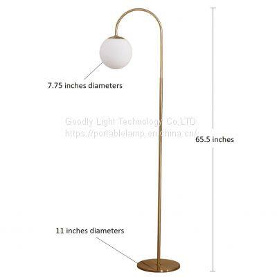 LED Light Metal Floor Lamp,Classic Design Frosted White Globe Glass Shade Standing Downlight Light