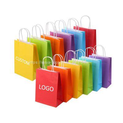 Wholesale Custom Logo Printing Recycled Reusable Food Take Away Grocery Party Gift kraft paper bags