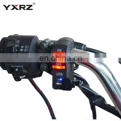 Universal Handle Bar Switch Motorcycle Led Light Controller Phone Charge on off Motorcycle USB Switch With Indicator Light Lamp