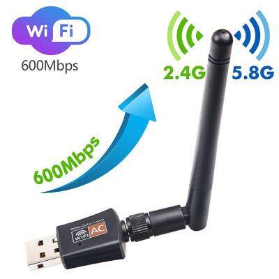 Mini 600Mbps USB Wifi Adapter 5.8GHz+2.4GHz USB2.0 Receiver Wireless Network Card Lan Wi-Fi High Speed Antenna photo-2