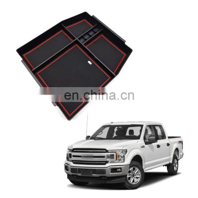 Interior Accessories Parts Silicone Armrest Rest Storage Box Center Control Console Organizer Tray For Ford F150 2015-2020