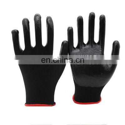 13Gauge Knitted Shell Oil Resistant Warehouse Safety Work Gloves Liquid Proof Smooth Nitrile Coated Industrial Gloves