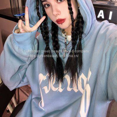 Hooded sweater women's autumn and winter 2021 new ins fashion Plush loose national fashion couple coat