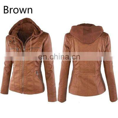 Производитель оптом предлагает женские кожаные куртки с съемной капюшоном больших размеров, мото-куртки photo-2