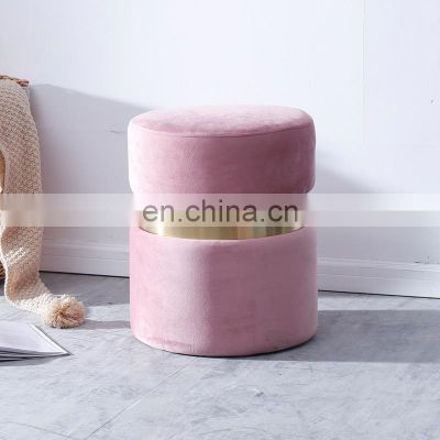 Stool Round Modern Indoor Home Kid Furniture Luxury Shower Gold Toilet Foot Step Kitchen Velvet Chairs Ottoman Retractable Stool