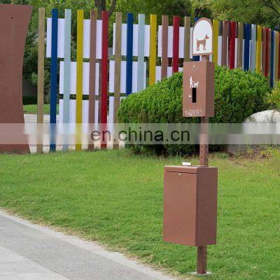Factory Supply Galvanized Sheet Poop Rectangular Shit Trash Bin Dog Pet Waste Station photo-5