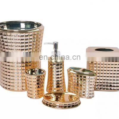 Top sale pretty design gold plated bathroom accessories for 5 star hotel bath set