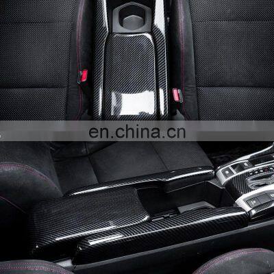 Autoaby Armrest Box Protective Cover Carbon Fiber Car Central Armrest Decorative Modification For Honda Civic 10Th 2016-2019 photo-2