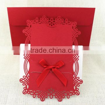 Fashion Cards Red Laser Cut Lining Chinese Wedding Invitation Card