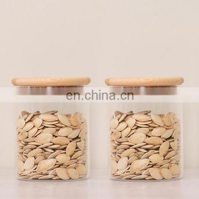 RTS Hot Sale Household Kitchen Transparent Bottle Zero Food Bamboo Lid Glass Storage Jar