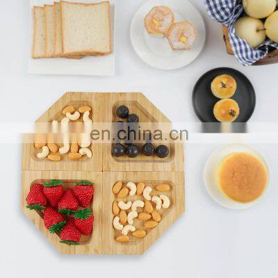 Home Collection Premium Bamboo Wood Square Shape Wedding Serving Tray Bowl Plate For Snack Cake Fruit Nuts photo-4