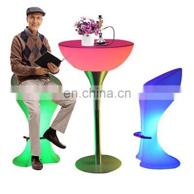 decorative outdoor nightclub glow illuminated event led light bar stool furniture high cocktail table chair set