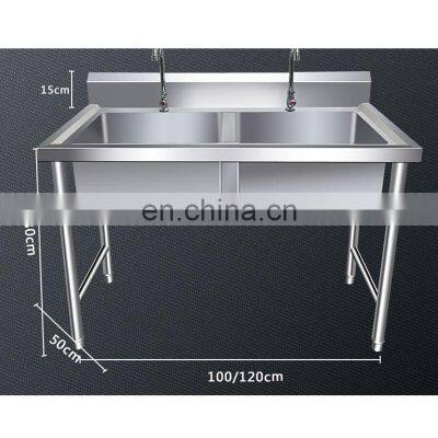 Hot Sales Custom Design Restaurant Kitchen Sink Double Bowl Commercial Stainless Steel Kitchen Sink photo-2
