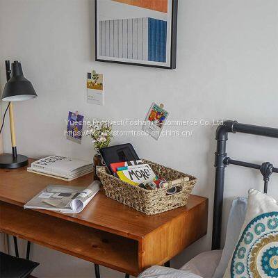 Natural Seagrass Basket With Wooden Handle Handmade Rattan Storage Basket photo-5
