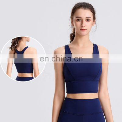 Wholesale Racer Back Recycled Sports Bra High Support Yoga Wide Straps Crop Breathable Tops