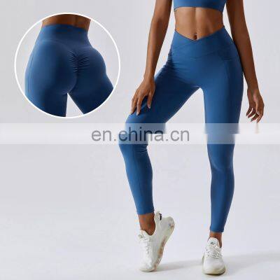 Scrunch Butt Sports Quick Dry Pants With Side Pockets Oem Soft High Waist Yoga Leggings