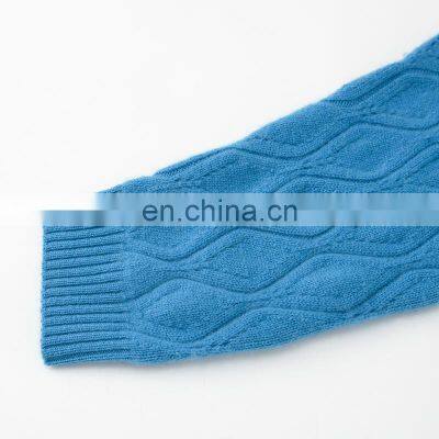 Vintage Winter Women's Crew Neck Pure Cashmere Sweater Rhombus Knitted Pattern With Jacquard Technique OEM Service Available
