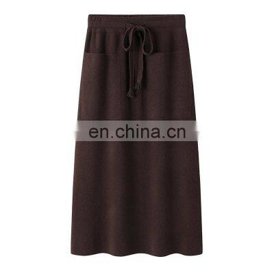 Elegant Lady's 100% Cashmere Skirt with Latest Design Front Pockets