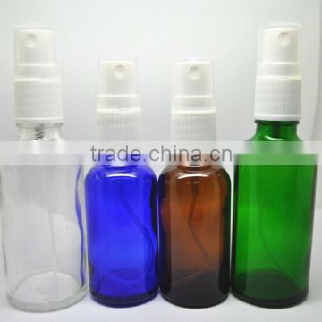 whole sale 5ml to 100ml essential oil glass bottle with plastic pump sprayer