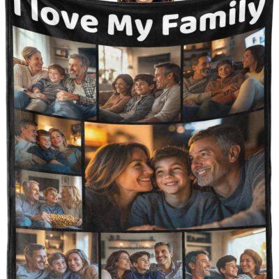 Custom Blanket with Photos Text Personalized Throw Blanket with Picture Customizable Blanket Customized Blanket with Photo