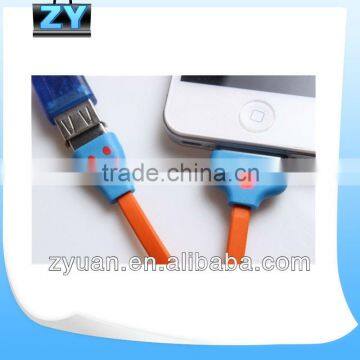 For iPhone 4 4S Smiley Face LED USB Sync Data Charger Cable