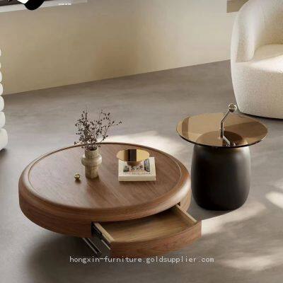 Stylish Wood Coffee Table with North American Fas - Grade Walnut Veneer
