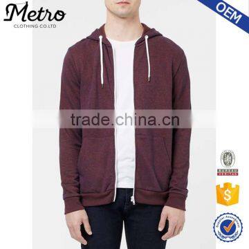 New Style Wholesale Burgundy Spacer Zipper Sweat Hoodies