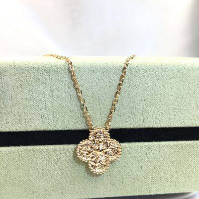 VCA 18K Gold Lava Four-Leaf Clover Necklace photo-4