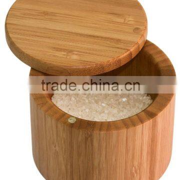 Kitchen Cylinder Gift Wooden Round Salt Box